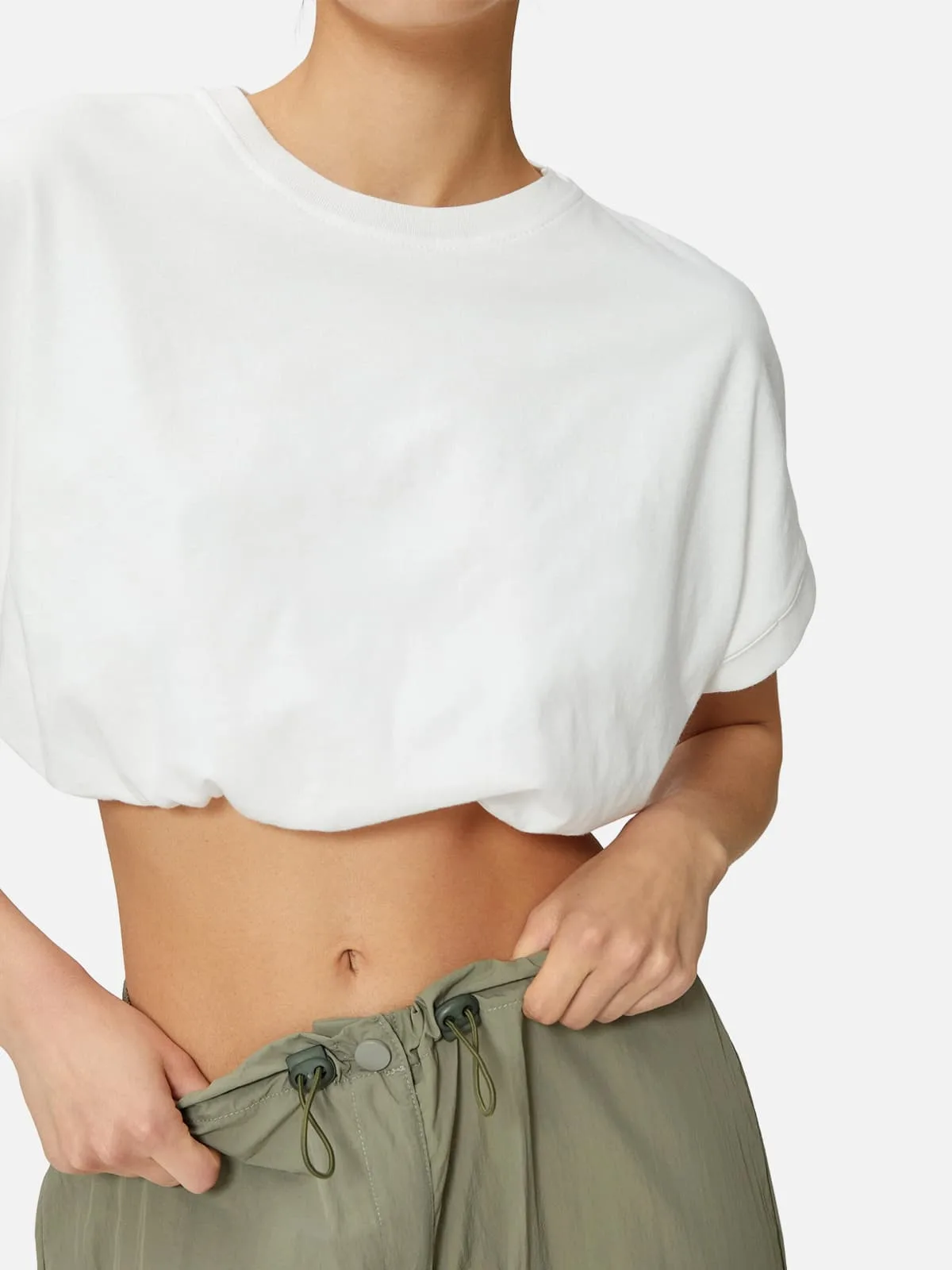 Elastic Waist Cotton Short T-shirt - Imagem 2